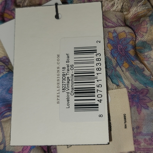 New spell designs lovebird vintage travel scarf love bird chamomile one size os - Picture 9 of 16